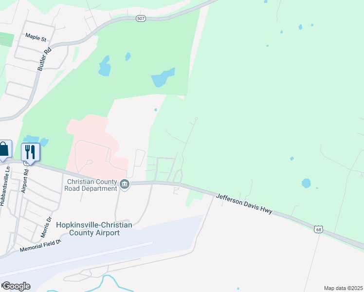 map of restaurants, bars, coffee shops, grocery stores, and more near 300 Grand Orchard Drive in Hopkinsville