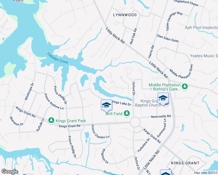 map of restaurants, bars, coffee shops, grocery stores, and more near 3540 Sir Wilfred Place in Virginia Beach