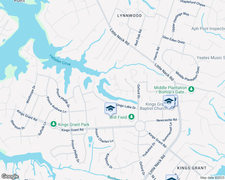 map of restaurants, bars, coffee shops, grocery stores, and more near 3540 Sir Wilfred Place in Virginia Beach