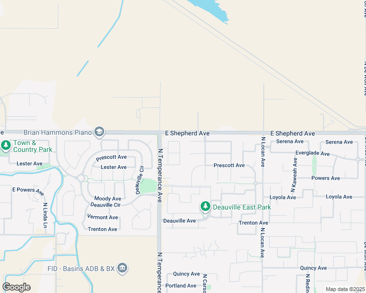 map of restaurants, bars, coffee shops, grocery stores, and more near 1943 North Applegate Avenue in Clovis