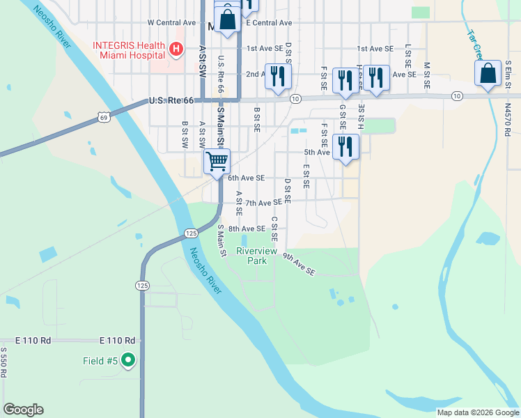 map of restaurants, bars, coffee shops, grocery stores, and more near 705 B Street Southeast in Miami