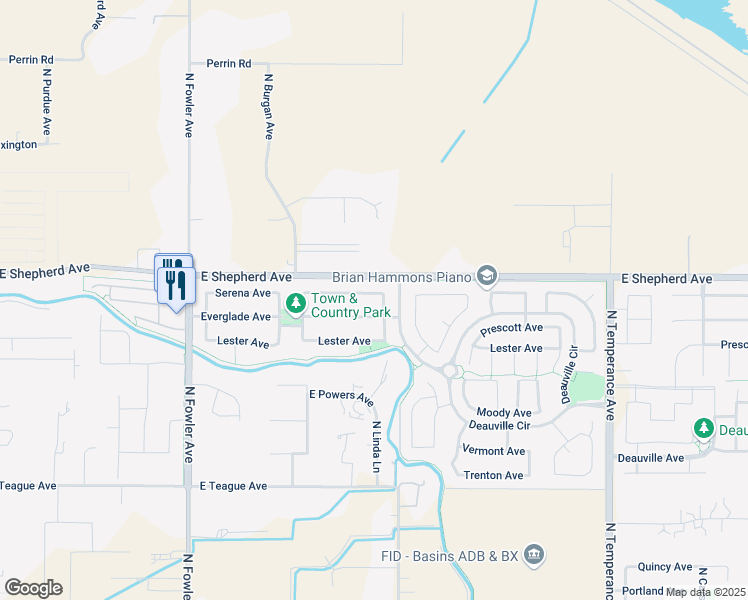 map of restaurants, bars, coffee shops, grocery stores, and more near 2170 Serena Avenue in Clovis