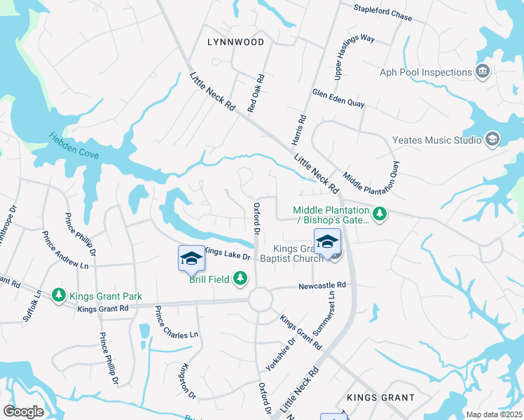 map of restaurants, bars, coffee shops, grocery stores, and more near 920 Oxford Drive in Virginia Beach