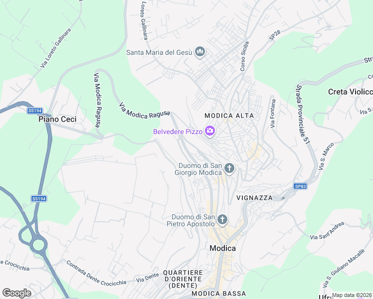 map of restaurants, bars, coffee shops, grocery stores, and more near 41 Piazzale Falcone e Borsellino in Modica