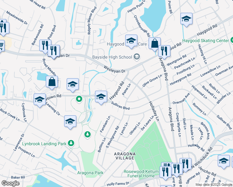 map of restaurants, bars, coffee shops, grocery stores, and more near 5041 Haygood Road in Virginia Beach