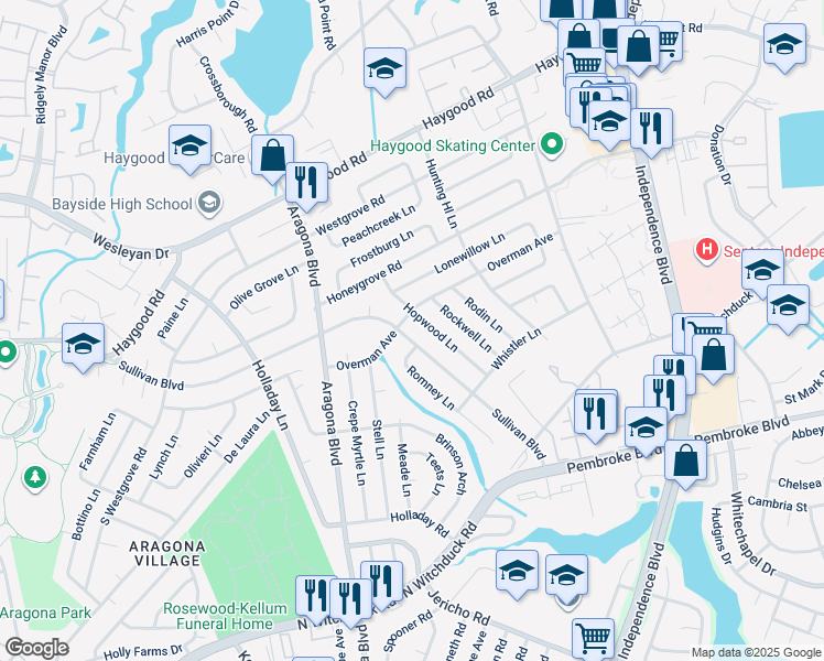 map of restaurants, bars, coffee shops, grocery stores, and more near 4788 Sullivan Boulevard in Virginia Beach