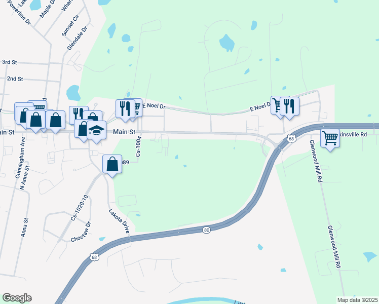 map of restaurants, bars, coffee shops, grocery stores, and more near 2152 Main Street in Cadiz