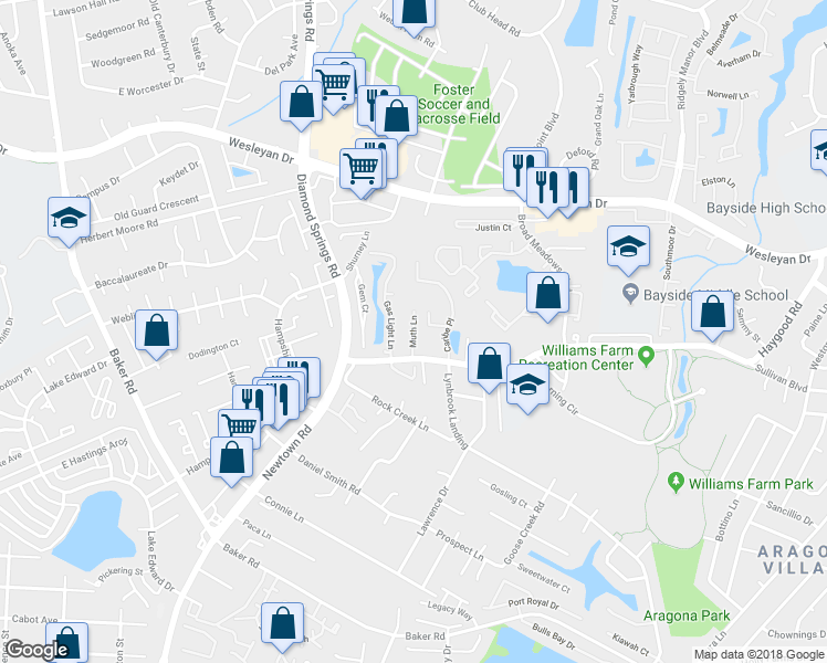 map of restaurants, bars, coffee shops, grocery stores, and more near 846 Muth Lane in Virginia Beach