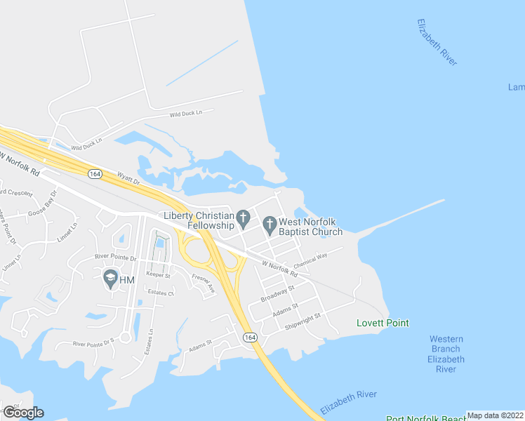 map of restaurants, bars, coffee shops, grocery stores, and more near 3809 Mariner Avenue in Portsmouth