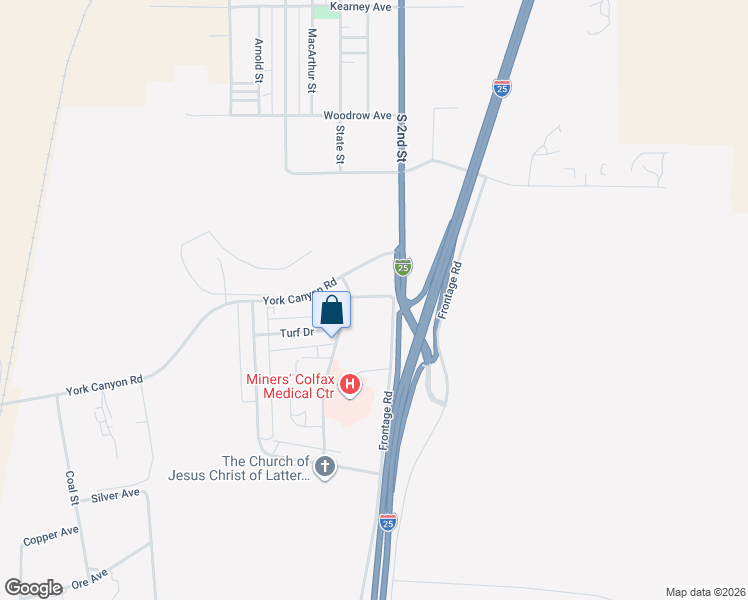 map of restaurants, bars, coffee shops, grocery stores, and more near 127-199 Frontage Road in Raton