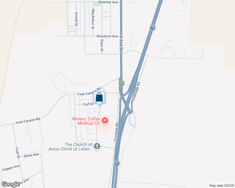 map of restaurants, bars, coffee shops, grocery stores, and more near 127 Frontage Road in Raton