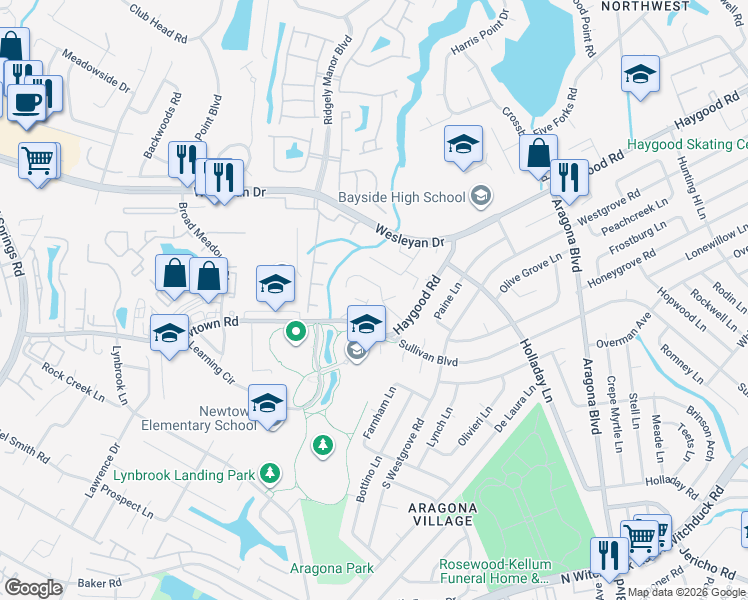 map of restaurants, bars, coffee shops, grocery stores, and more near 5120 Sammy Street in Virginia Beach