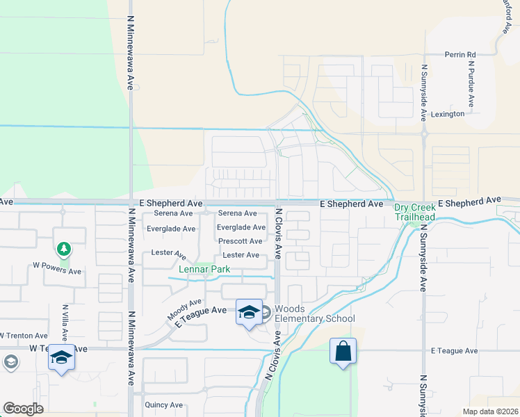 map of restaurants, bars, coffee shops, grocery stores, and more near 735 Serena Avenue in Clovis