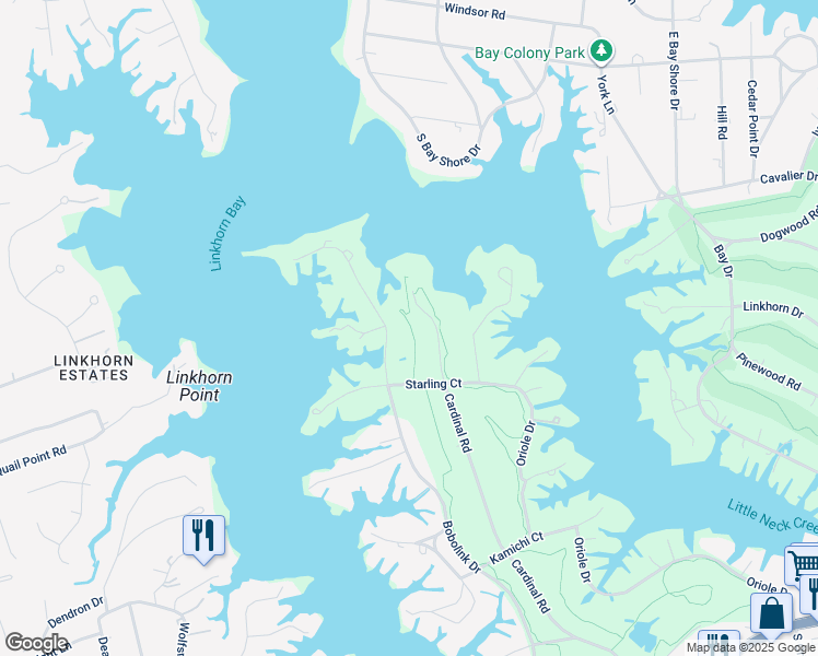 map of restaurants, bars, coffee shops, grocery stores, and more near 4119 Bungalow Court in Virginia Beach