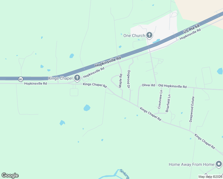 map of restaurants, bars, coffee shops, grocery stores, and more near 344 Kings Chapel Road in Cadiz