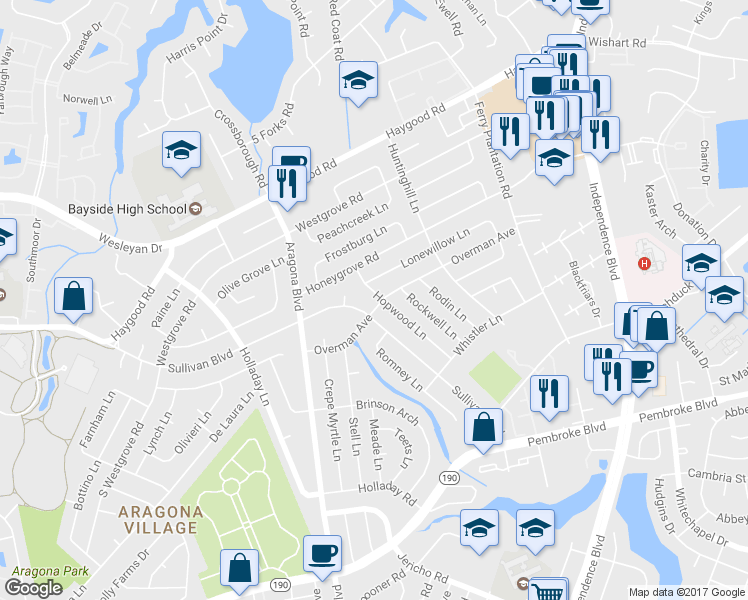 map of restaurants, bars, coffee shops, grocery stores, and more near 901 Hopwood Lane in Virginia Beach