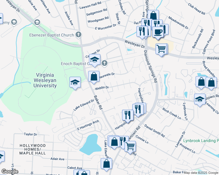 map of restaurants, bars, coffee shops, grocery stores, and more near 835 Devonshire Court in Virginia Beach