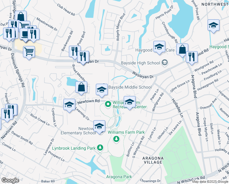 map of restaurants, bars, coffee shops, grocery stores, and more near 912 Southmoor Drive in Virginia Beach