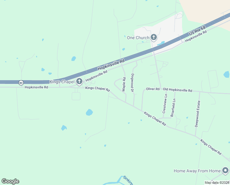 map of restaurants, bars, coffee shops, grocery stores, and more near 384 Kings Chapel Road in Cadiz