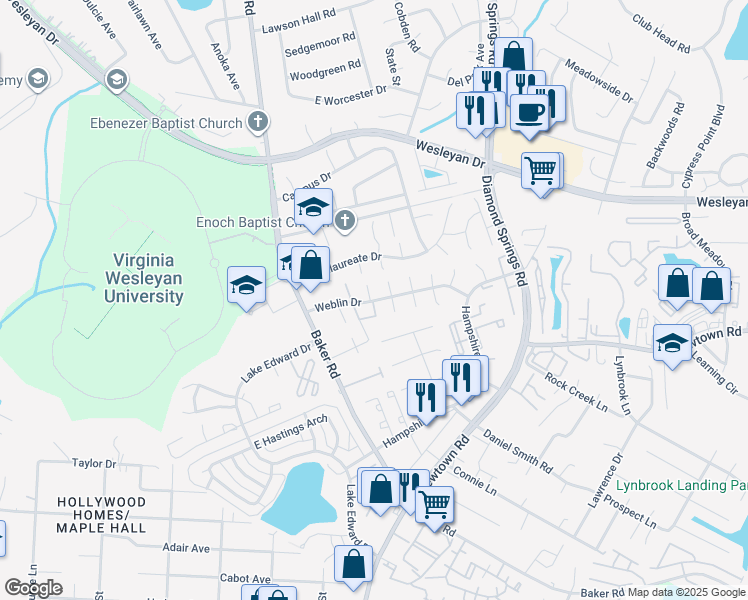 map of restaurants, bars, coffee shops, grocery stores, and more near 835 Devonshire Court in Virginia Beach
