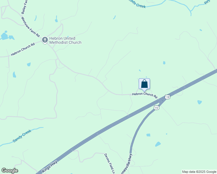 map of restaurants, bars, coffee shops, grocery stores, and more near Hebron Church Road in Saxe