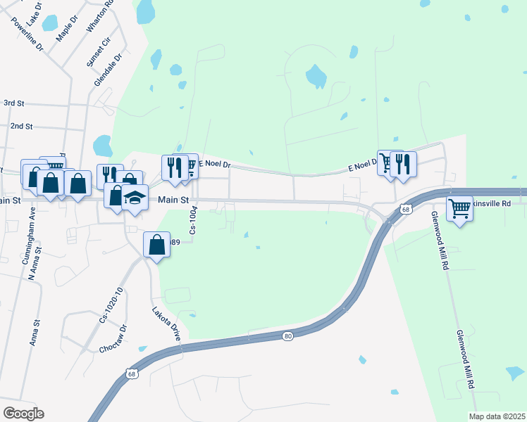 map of restaurants, bars, coffee shops, grocery stores, and more near 2152 Main Street in Cadiz