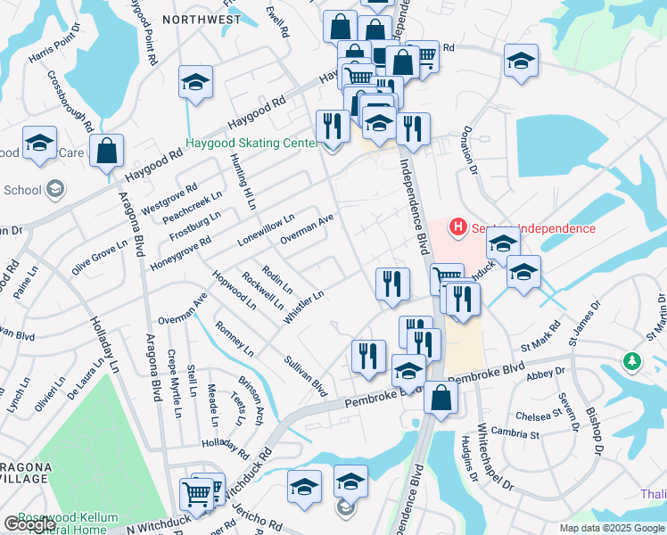 map of restaurants, bars, coffee shops, grocery stores, and more near 4709 Bridgeman Lane in Virginia Beach