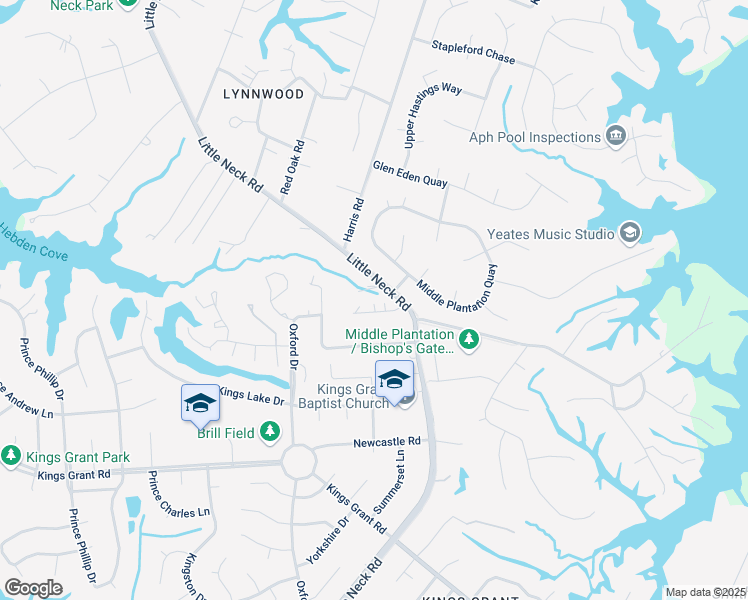 map of restaurants, bars, coffee shops, grocery stores, and more near 3404 Montgomery Place in Virginia Beach