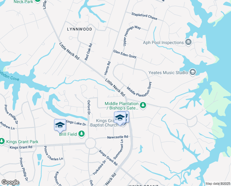 map of restaurants, bars, coffee shops, grocery stores, and more near 3404 Montgomery Pl in Virginia Beach