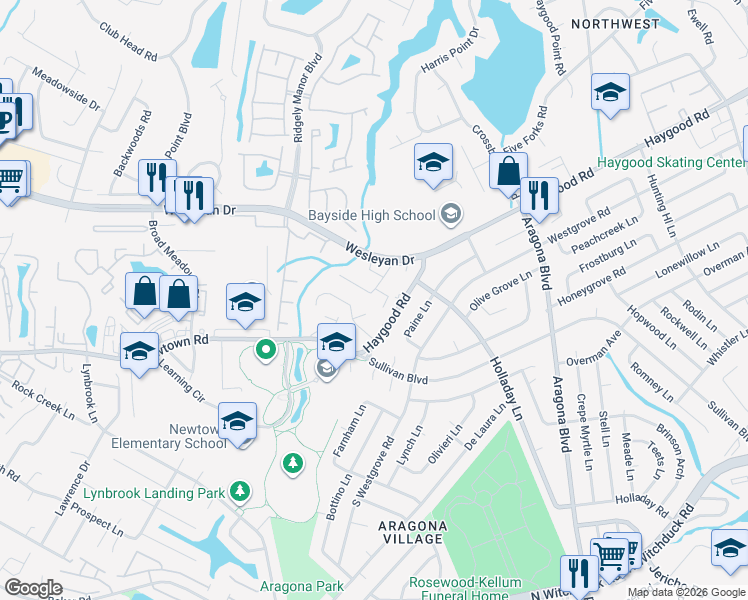 map of restaurants, bars, coffee shops, grocery stores, and more near 5016 Haygood Road in Virginia Beach
