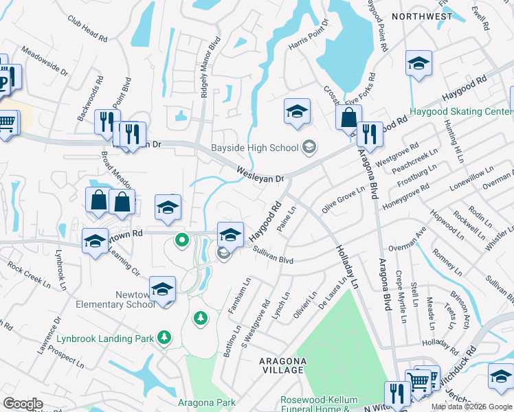 map of restaurants, bars, coffee shops, grocery stores, and more near 5016 Haygood Road in Virginia Beach