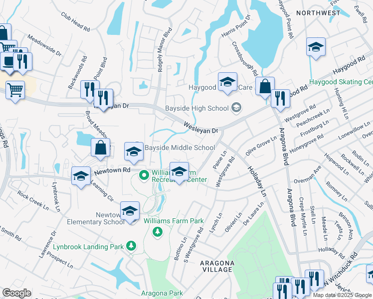 map of restaurants, bars, coffee shops, grocery stores, and more near 5120 Sammy Street in Virginia Beach