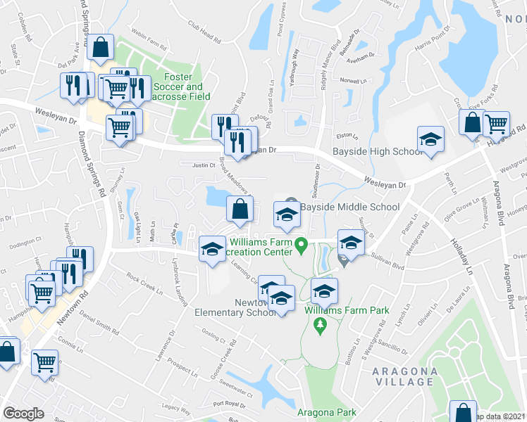 map of restaurants, bars, coffee shops, grocery stores, and more near 840 Woolard Crescent in Virginia Beach