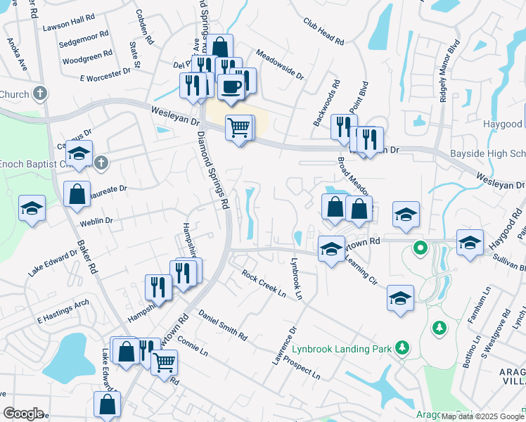 map of restaurants, bars, coffee shops, grocery stores, and more near 888 Gas Light Lane in Virginia Beach