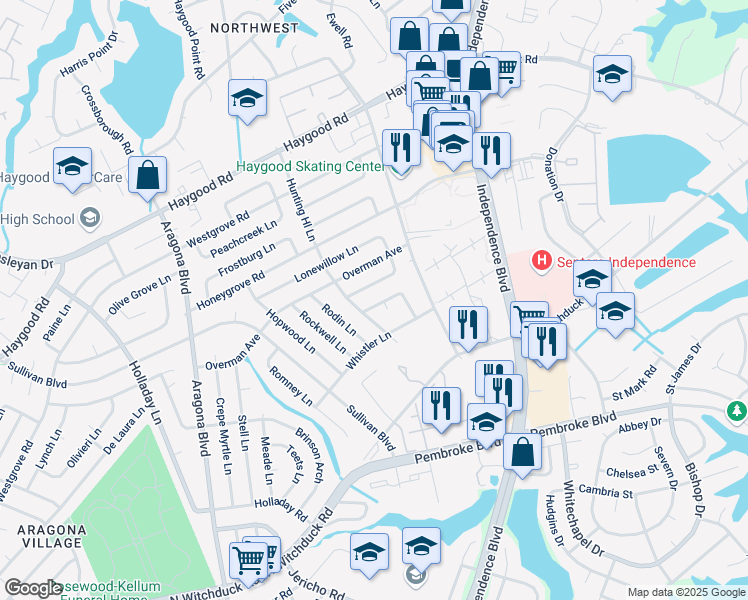 map of restaurants, bars, coffee shops, grocery stores, and more near 4740 Bridgeman Lane in Virginia Beach