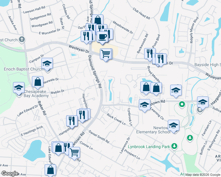 map of restaurants, bars, coffee shops, grocery stores, and more near 5512 Island Court in Virginia Beach