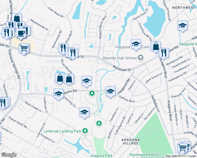 map of restaurants, bars, coffee shops, grocery stores, and more near 920 Southmoor Drive in Virginia Beach