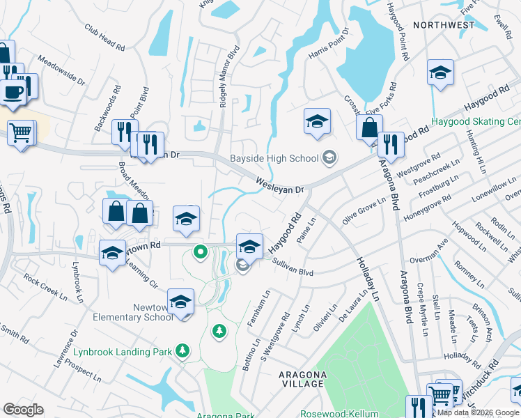 map of restaurants, bars, coffee shops, grocery stores, and more near 5120 Sammy Street in Virginia Beach