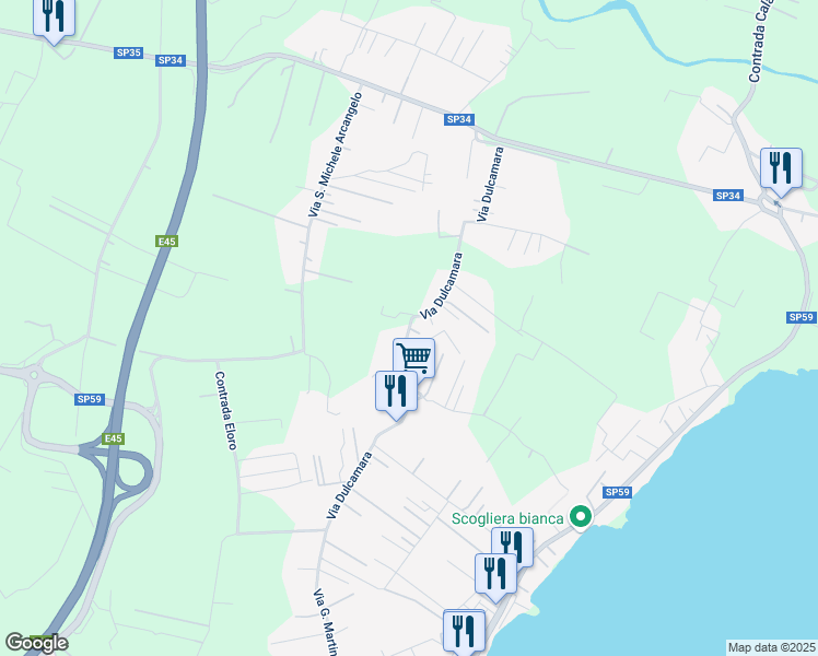 map of restaurants, bars, coffee shops, grocery stores, and more near Contrada Falconara in Lido di Noto