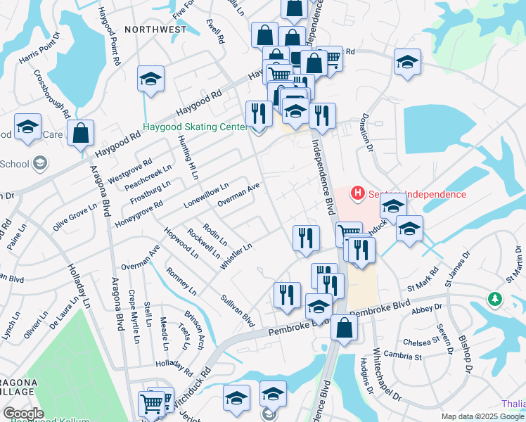 map of restaurants, bars, coffee shops, grocery stores, and more near 4716 Bridgeman Lane in Virginia Beach
