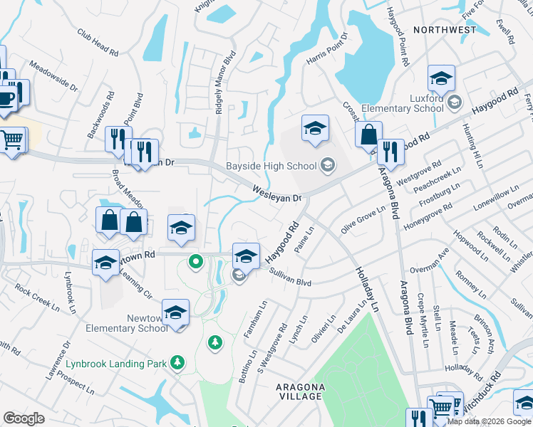 map of restaurants, bars, coffee shops, grocery stores, and more near 5120 Sammy Street in Virginia Beach
