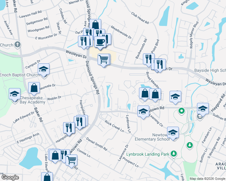 map of restaurants, bars, coffee shops, grocery stores, and more near 5512 Island Court in Virginia Beach