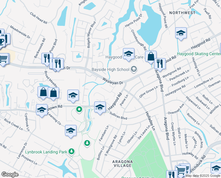 map of restaurants, bars, coffee shops, grocery stores, and more near 5016 Haygood Road in Virginia Beach