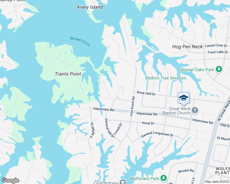 map of restaurants, bars, coffee shops, grocery stores, and more near 1017 Little Lake Drive in Virginia Beach