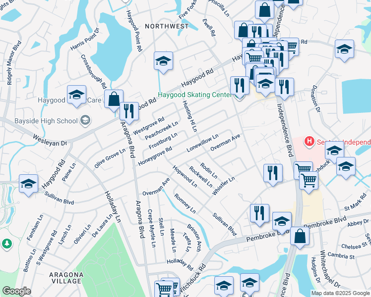 map of restaurants, bars, coffee shops, grocery stores, and more near 4816 Lonewillow Lane in Virginia Beach