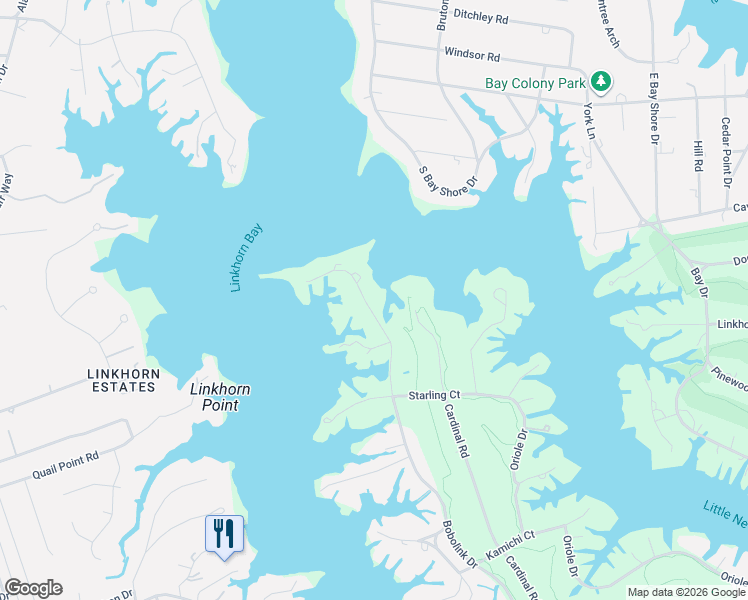 map of restaurants, bars, coffee shops, grocery stores, and more near 1048 Bobolink Drive in Virginia Beach