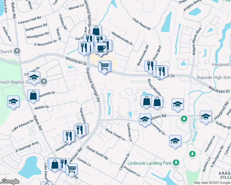 map of restaurants, bars, coffee shops, grocery stores, and more near 988 Gas Light Lane in Virginia Beach