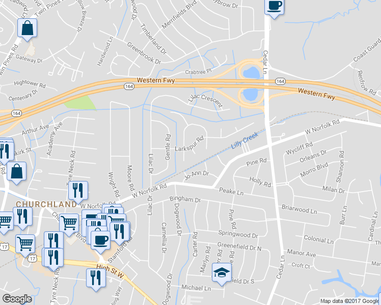 map of restaurants, bars, coffee shops, grocery stores, and more near 2 Eaver Court in Portsmouth