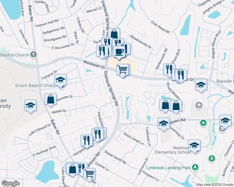 map of restaurants, bars, coffee shops, grocery stores, and more near 896 Shurney Lane in Virginia Beach