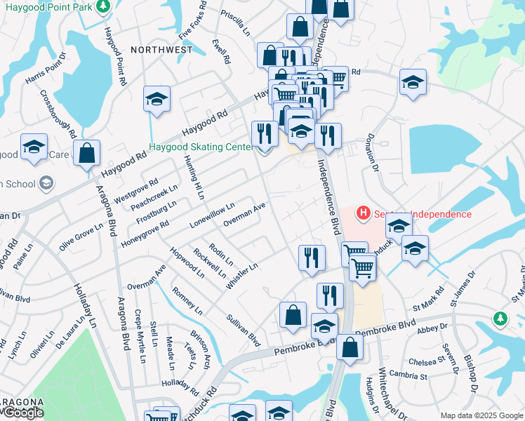 map of restaurants, bars, coffee shops, grocery stores, and more near 961 Ferry Plantation Road in Virginia Beach